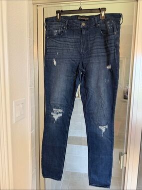 Express Dark Blue Distressed High Rise Legging size 14 Long. Like new